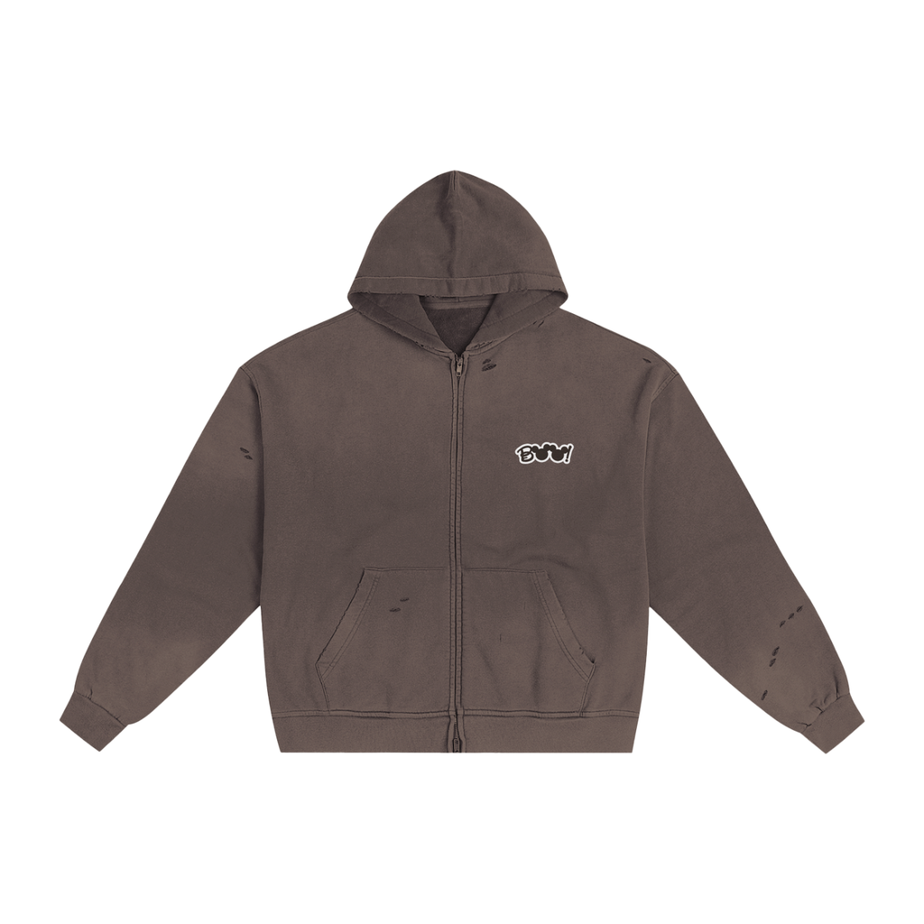 BROWN BOO BEAR ZIP-UP